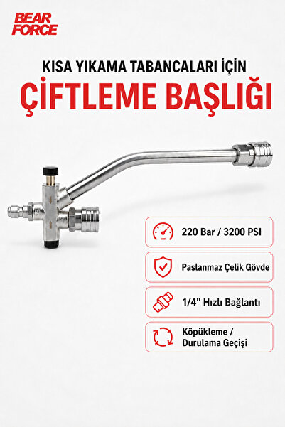 ROBEVE Bear Force Kısa Basınçlı Yıkama Tabancası Çiftleme Başlığı | 1/4” Quic...