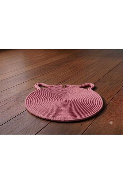 MoMMe Cat Dog Wicker Food Water Bowl Mat 25 cm Scratching Mat Pink