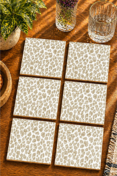JHAAR Abstract Leopard Pattern Modern Set of 6 Coasters - Uv Printing Mdf - 1...