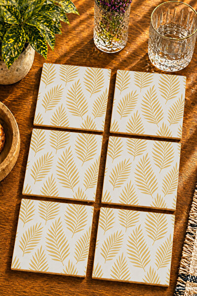 JHAAR Leaf Patterned Bohemian Modern Set of 6 Coasters - Uv Printing Mdf - 10...