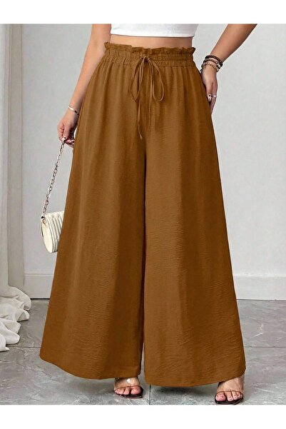 tuzu moda BÜYÜK BEDEN PANTOLON BOL PAÇA BÜYÜK BEDEN BELİ LASTİKLİ PANTOLON