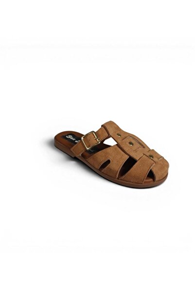 Yaz Kış Ayakkabı Yazkiş Women's Black Tan Suede Closed-Front Cross-Strap Slip...