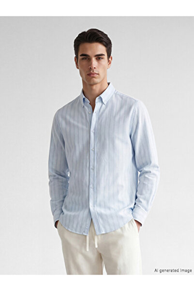LC Waikiki Standard Fit Striped Poplin Men's Shirt from Uzg Store for Style E...