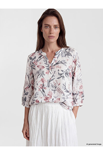 LC Waikiki Pink Crochet Collar Floral Blouse
