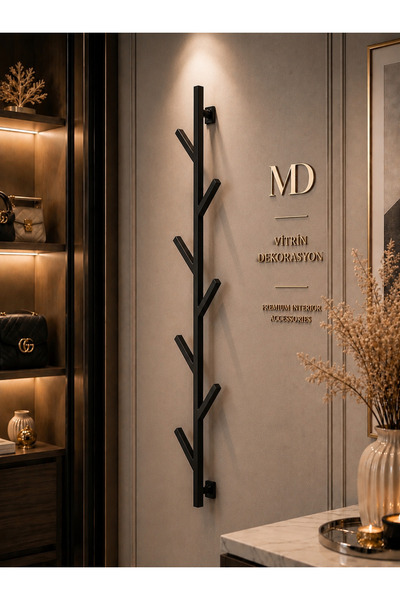 MD Vİtrin Dekorasyon Fidan Chrome Entrance Rack for Bags, Coats, Bathrobes an...