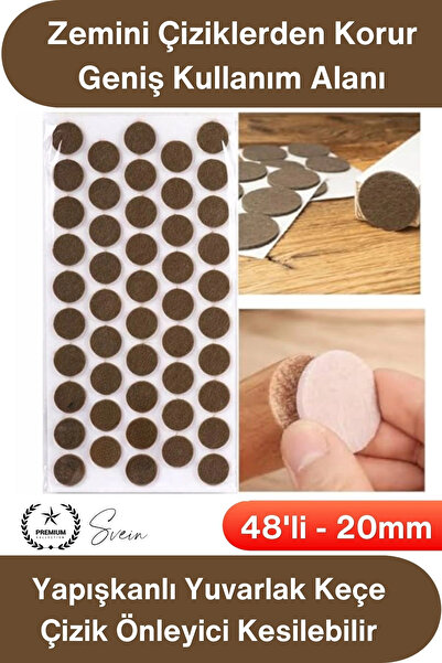 Svein #Keçe Yapışkanlı Yuvarlak Keçe 20mm 48 Adet Kahve Mobilya Altı Zemin Ko...