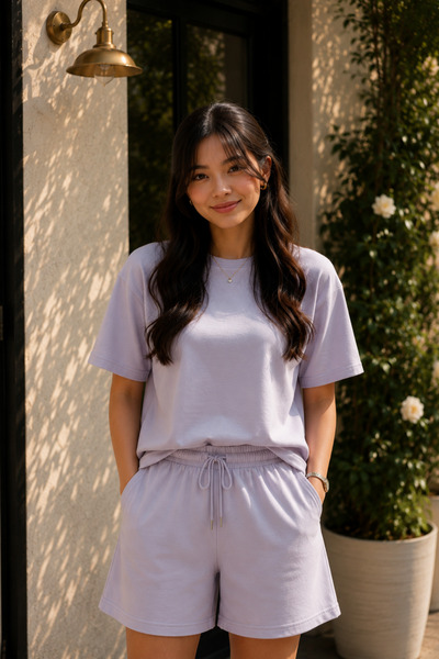 Runades Women's Oversize Basic T-Shirt Shorts Set Relaxed Fit Casual Summer Set