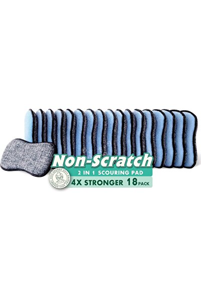 Arabest 18 Pack,Dual-Sided Microfiber Scrub Sponges,Scratch-Free Dish Washing...