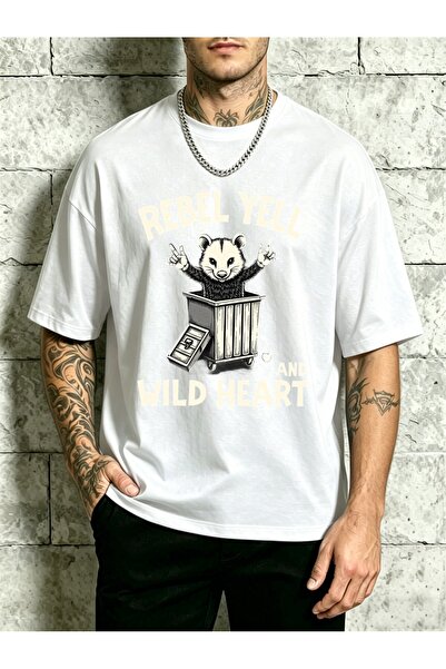 BASEPULSE Casual, Men'S T-Shirt, Rebel Yell And Wild Heart Opossum in Trash C...