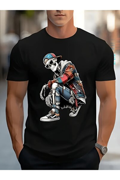 17 seramik Cartoon Patterned Men'S Casual T-Shirt, Stylish And Generous
