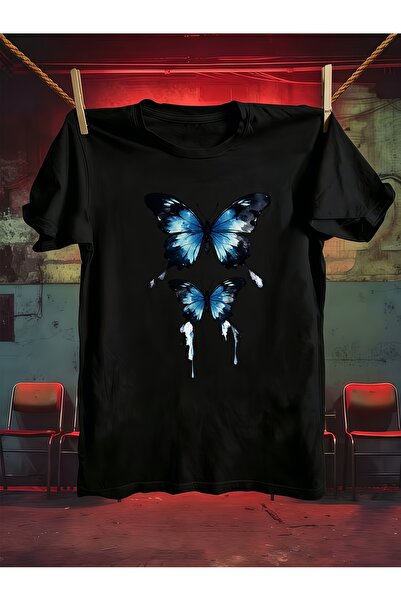 212Wear Men'S Pure T-Shirt, Blue Butterfly Print Design, Machine Washable, Su...