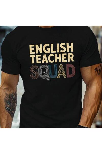 212Wear تي شيرت رجالي من English Teacher Squad، تي شيرت كاجوال برقبة دائرية و...