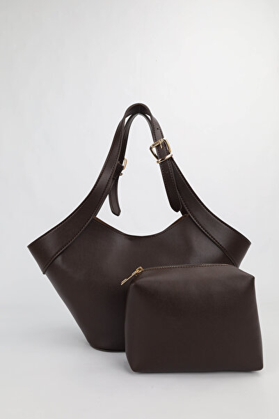 NOTHING Women's Brown Medium Size Makeup Bag with Belt Strap Detail, Hand and...