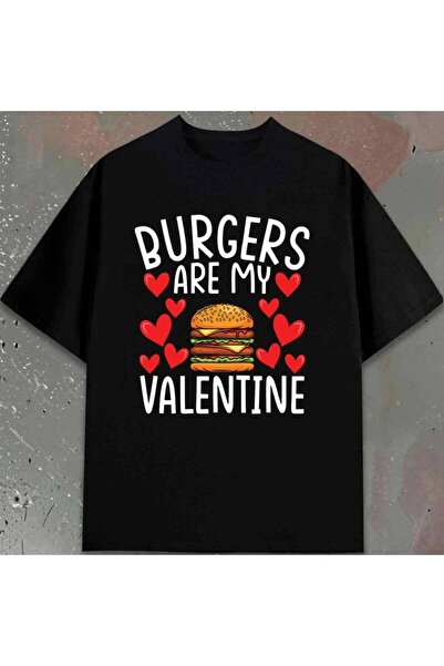 NOURAM تي شيرت رجالي أسود مضحك من Burger Valentine، ياقة دائرية كاجوال، قماش ...