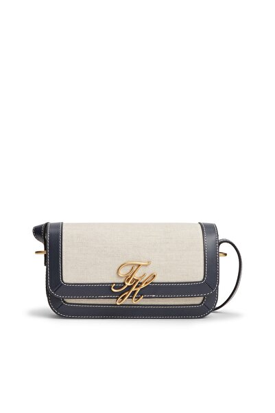 Tommy Hilfiger TH SCRIPT FLAP CROSSOVER CANVAS OS DW6 Space Blue