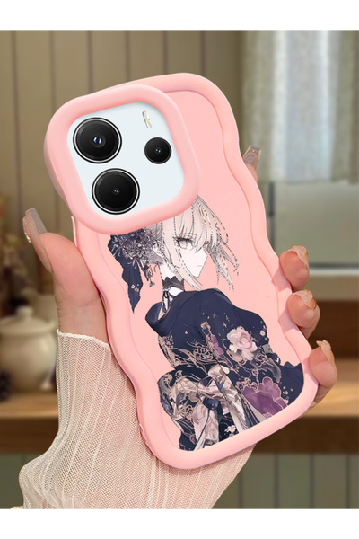Hontinga Redmi Note 14 4G Uyumlu Kılıf kamera koruyucu Pembe Silikon Couple T...