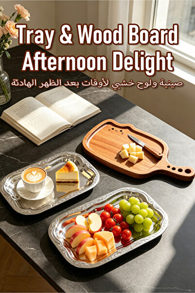 Selirxy Coffee Tray & Cutting Board & 2PCS Stainless Steel Tray – Afternoon T...