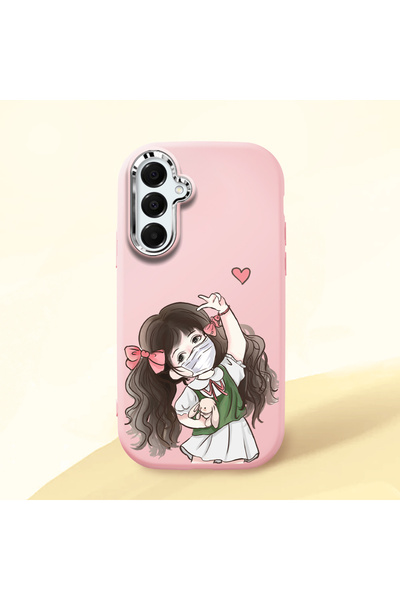 Hontinga Samsung Galaxy A16 Compatible Case Camera Protector Pink Silicone Co...