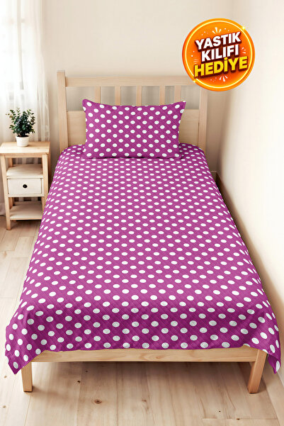 Evimde Bambaşka Polka Dot Purple Girls' Pique Set - White Modern Baby Room Se...