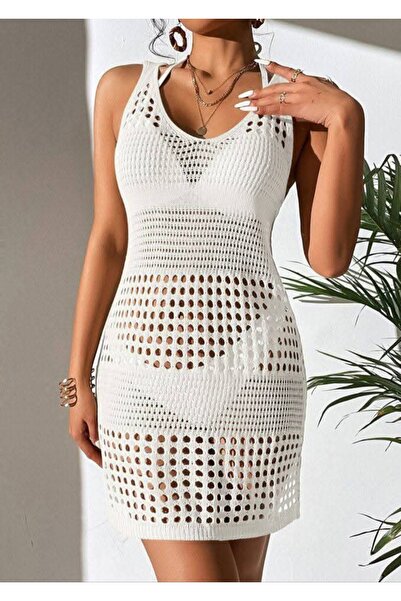 Rıdvan Aslan Women's Openwork Knitwear Beach Dress Summer Swimsuit Top Pareo ...