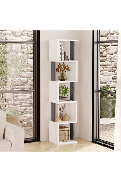 Unisoft Modern Kitaplık Çok Amaçlı Dekoratif Raf Salon Kitaplığı Ofis Çalışma...