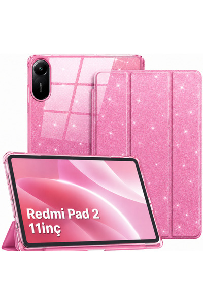 UnDePlus Xiaomi Redmi Pad 2 11inç 2025 Kılıf Simli Işıltılı Parlak Flip Cover...