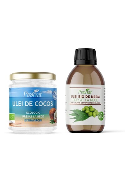 Pronat Pachet Îngrijire Naturală – Ulei Bio de Neem 100ml + Ulei de Cocos Ext...