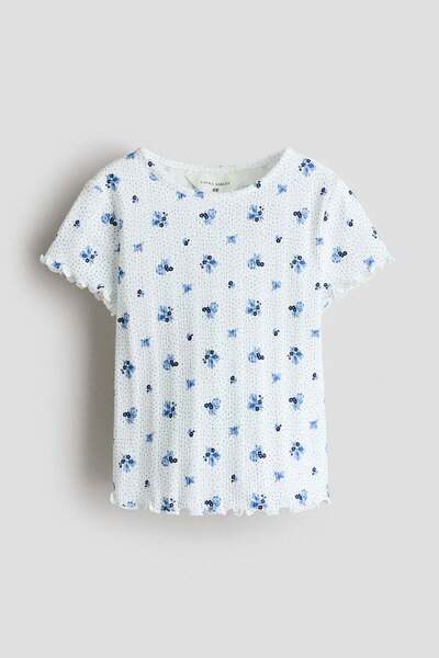 H&M Patterned pointelle jersey T-shirt
