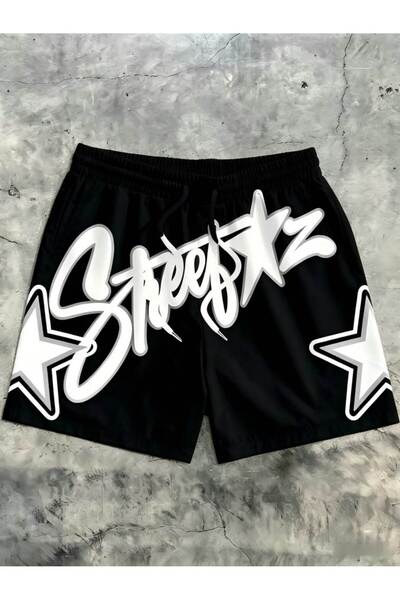 COZYWEAR Black Printed Oversize Shorts