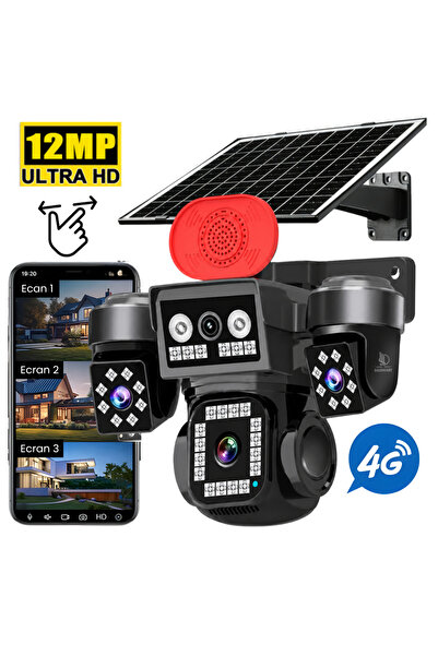 Daismart Cameră de supraveghere exterioară, Daismart, 4G Ultra HD 12MP, panou...