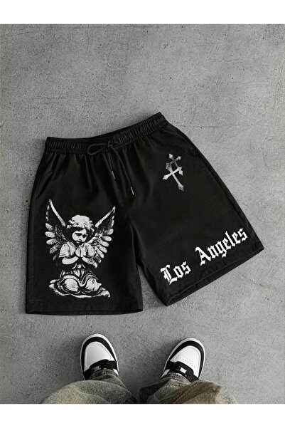 COZYWEAR Los Angeles Printed Black Shorts