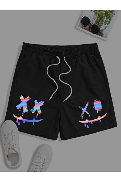 COZYWEAR Colorful Printed Black Shorts