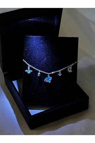 bijoux uniques özel hediyelik ışıklı kutuda gümüş kaplama yıldız venüz ay cha...