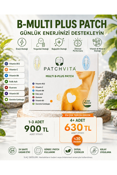 Patchvita B-Multi Plus Patch-Transdermal Vitamin Mineral ve Günlük Enerji Des...