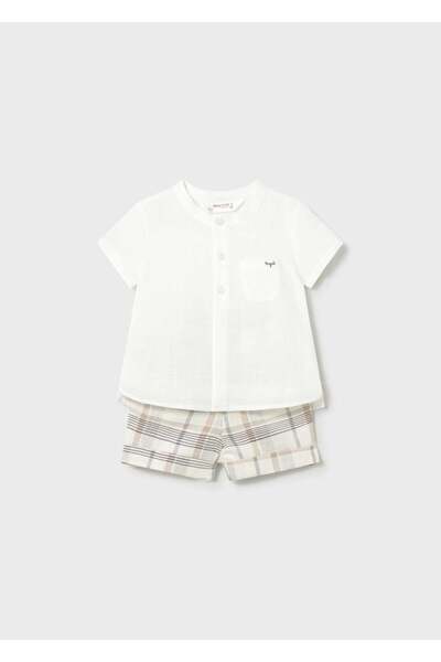 MAYORAL Newborn Baby Boy Shirt Shorts Set Beige