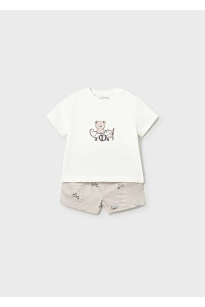MAYORAL Newborn Baby Boy Combed Cotton Suit Beige