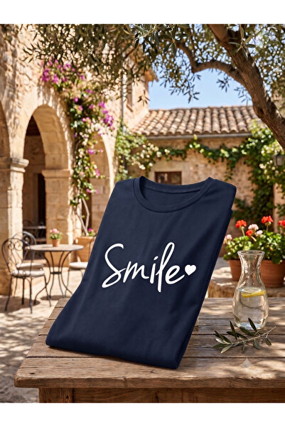 KOZAİ OUTDOORS Γυναικείο μπλουζάκι με στάμπα χαμόγελου, oversized, με λαιμόκο...