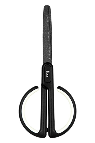 Fizz ψαλίδι FZ212003-W με χάρακα, μεταλλική λεπίδα, 17cm, μαύρο-λευκό