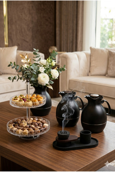 Generic Luxury Serving Set Includes Tea and Coffee Tray Set with Cake Stand a...