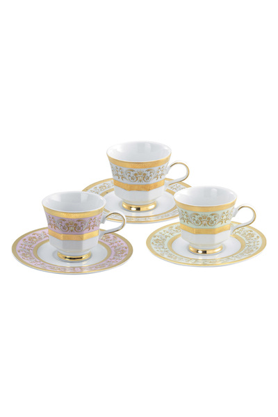 Paşabahçe Pastel Turkish Coffee Set of 6, Stylish Tableware Set