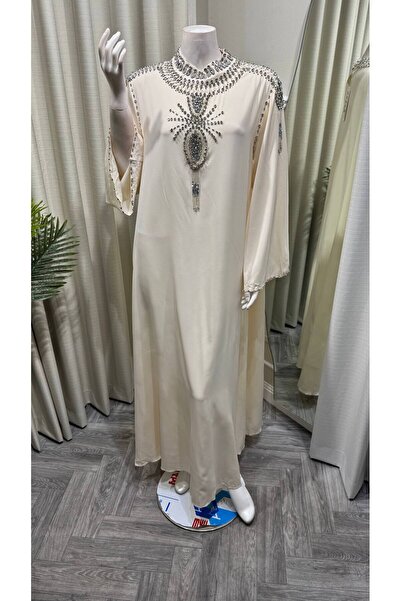 Jood Luxury Silver Embroidered Jalabiya with Stylish Cape