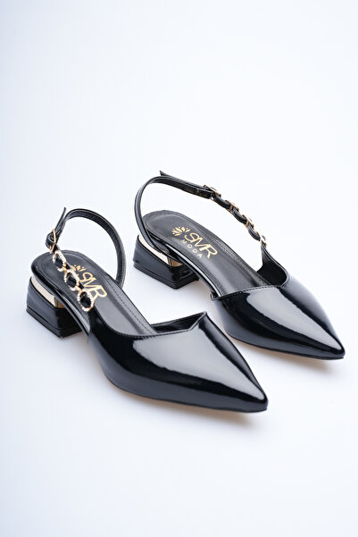 VİP SMR MODA Women's Flat Shoes with Stylish Side Accessory Detail and Gold P...