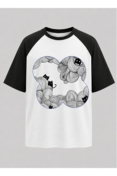 OPPPSSS Cat Raglan Sleeve Unisex T-Shirt |   Minimal Nature Print