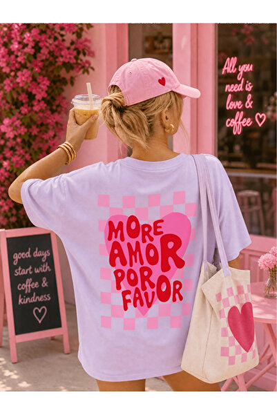 EYMORA More Amor Pink Printed Summer Women's T-Shirt