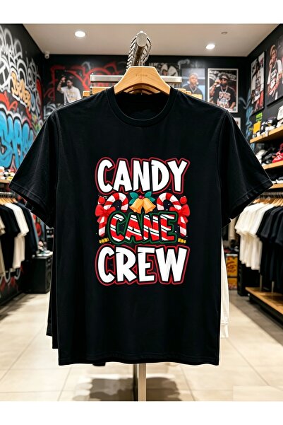 STITCHLY 1pc Men' Christmas T-Shirt - Round Neck Tee with Candy Cane Print, M...