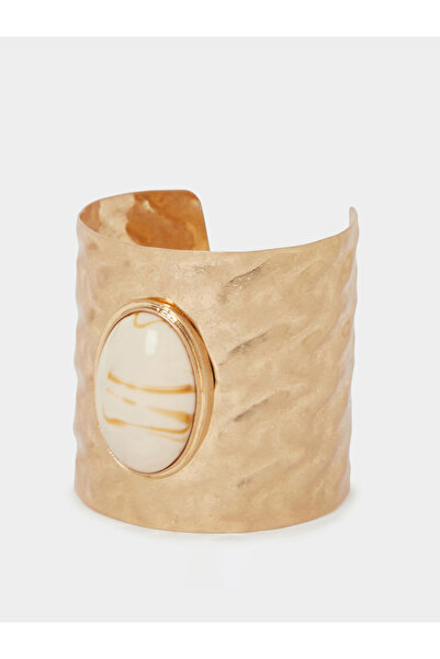 Styli Gold-Tone Cuff Bracelet with Oval Stone Detail