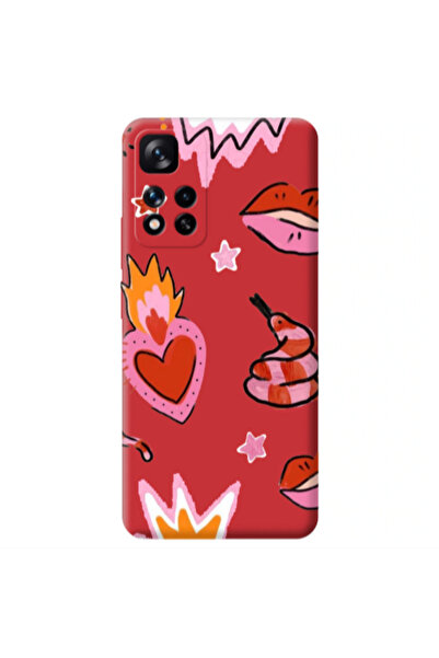 Other Xiaomi Redmi Note 11 Pro 5G Snake heart Red Colored Silicone TPU Θήκη