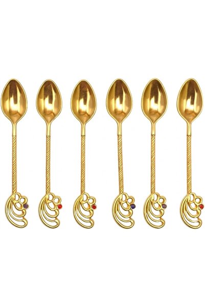 B&D Golden dessert spoons for decoration, set of 6 pieces