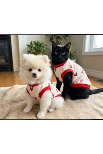 atelyu Cat Dog Outfit Cotton Heart Tshirt Singlet