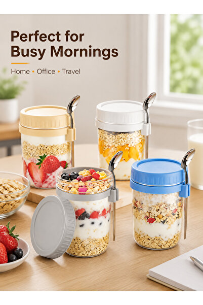 Yoawllty Airtight Glass Oatmeal Storage Jars Set 4Pack 16Oz, Leak Resistant O...